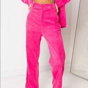 NWT ASOS Daisy Street High Waist Pants in Bright Pink Corduroy Size XS